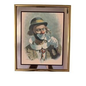 Vintage 1970s Arthur Sarnoff Lithograph Clown with Opera Glasses